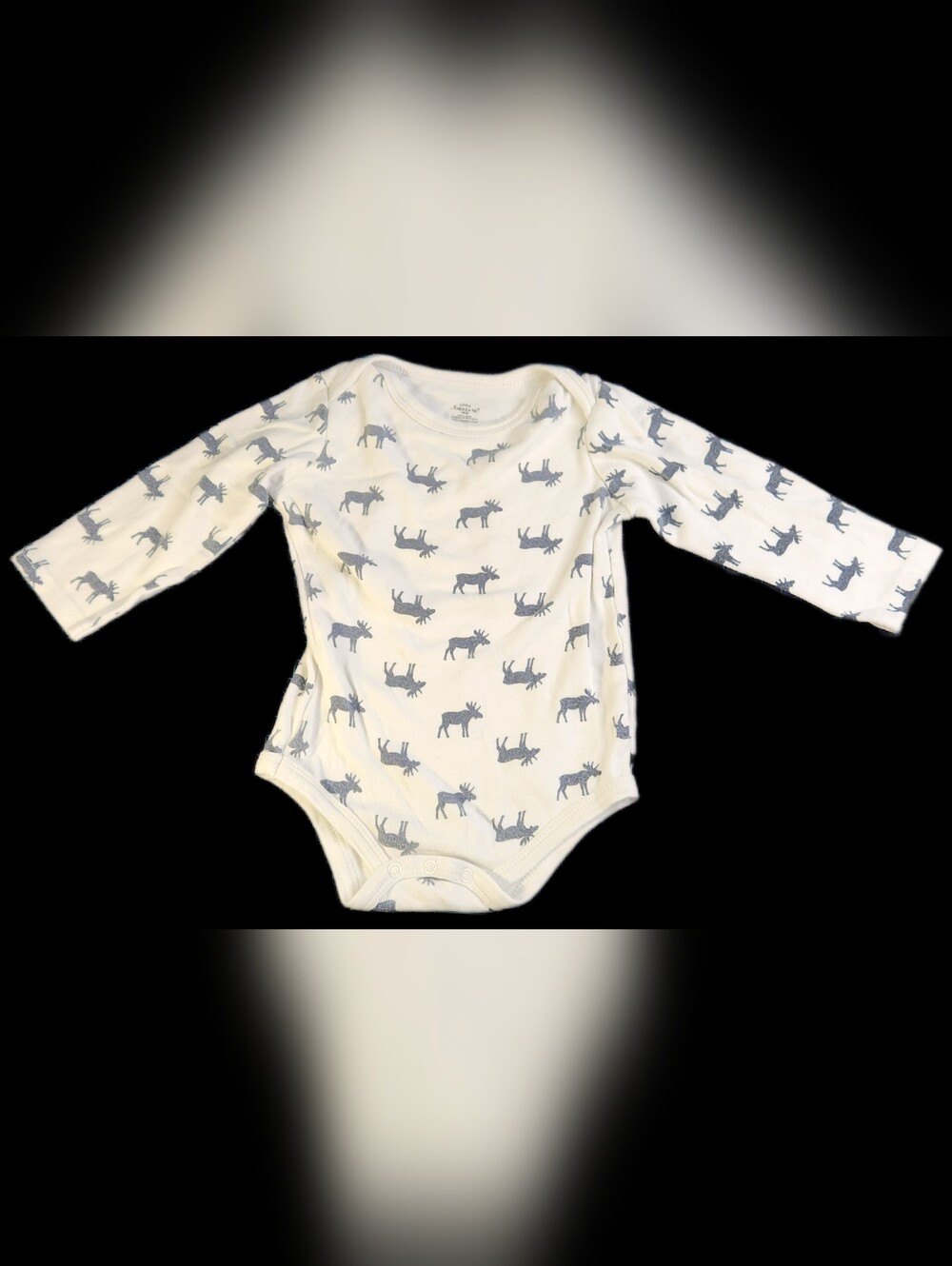 #IC22 Little Treasure White & Gray Moose Print Baby One-Piece